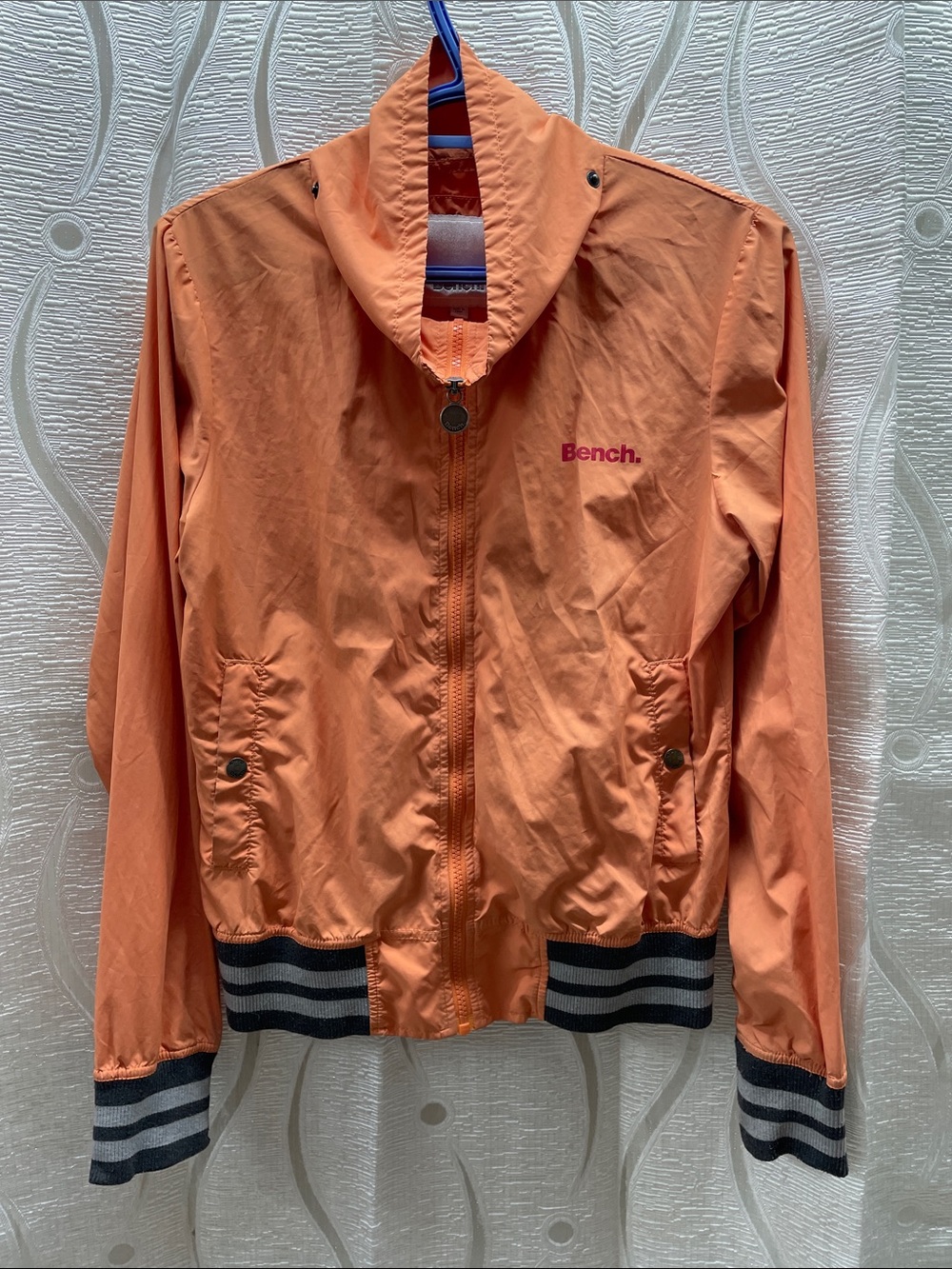 Bench Orange Women's Bomber Jacket with Striped Ribbing (So the cap is missing)